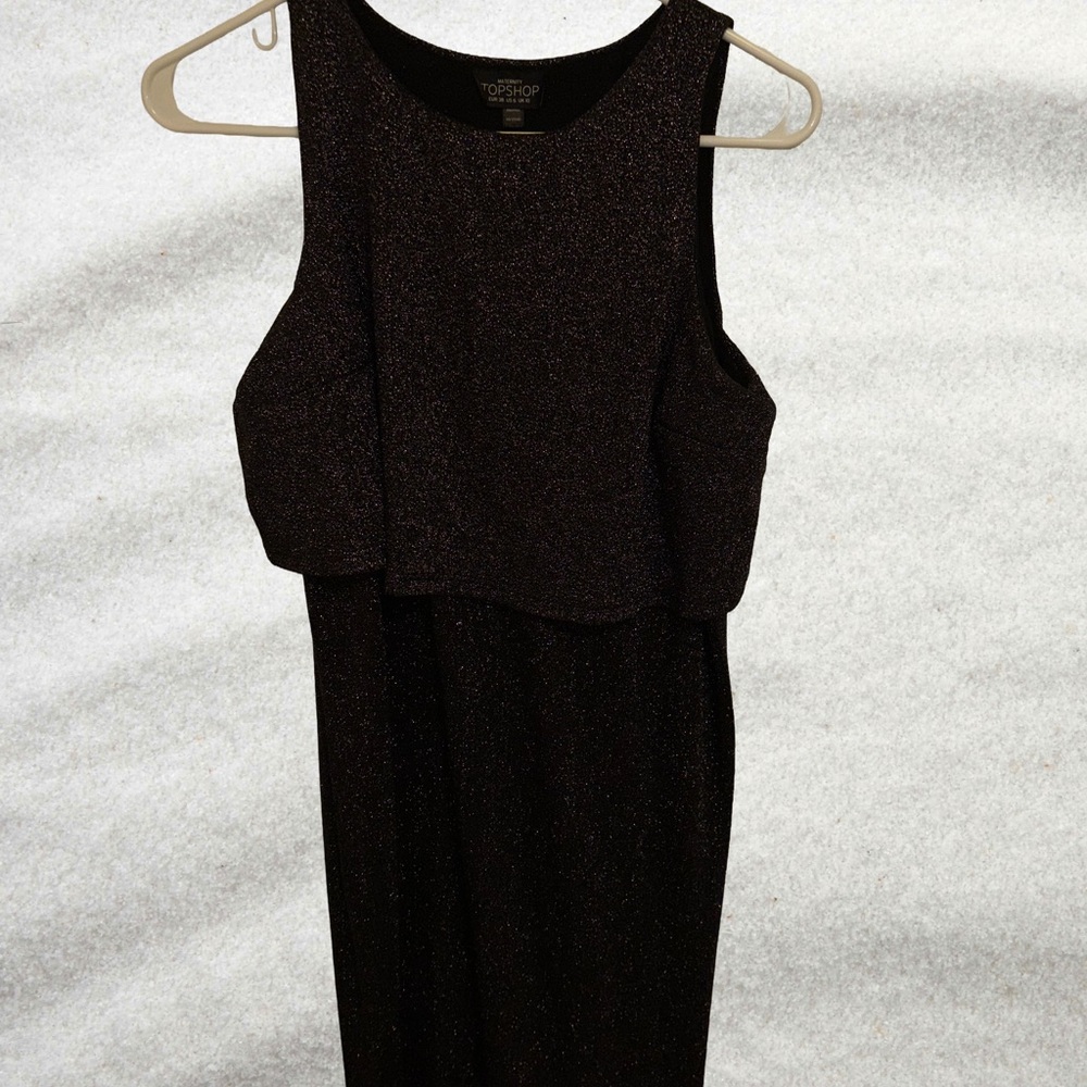 Topshop Shimmering Glitter Black Maternity Dress